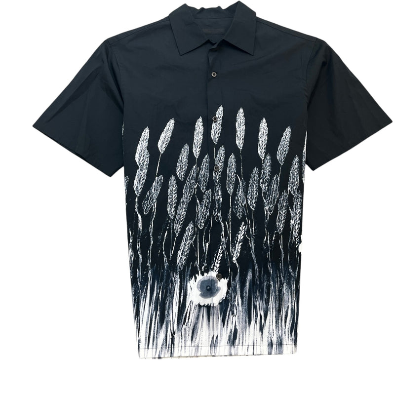 Men's Wheat Print Short Sleeve Shirt Black Size M