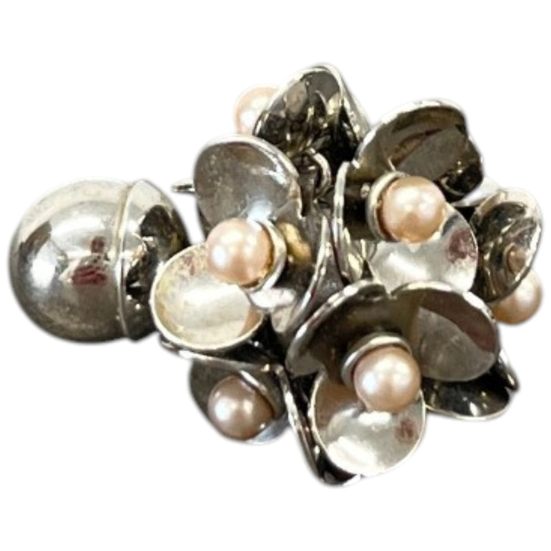 Women's Multi Tiered Floral Earrings Silver