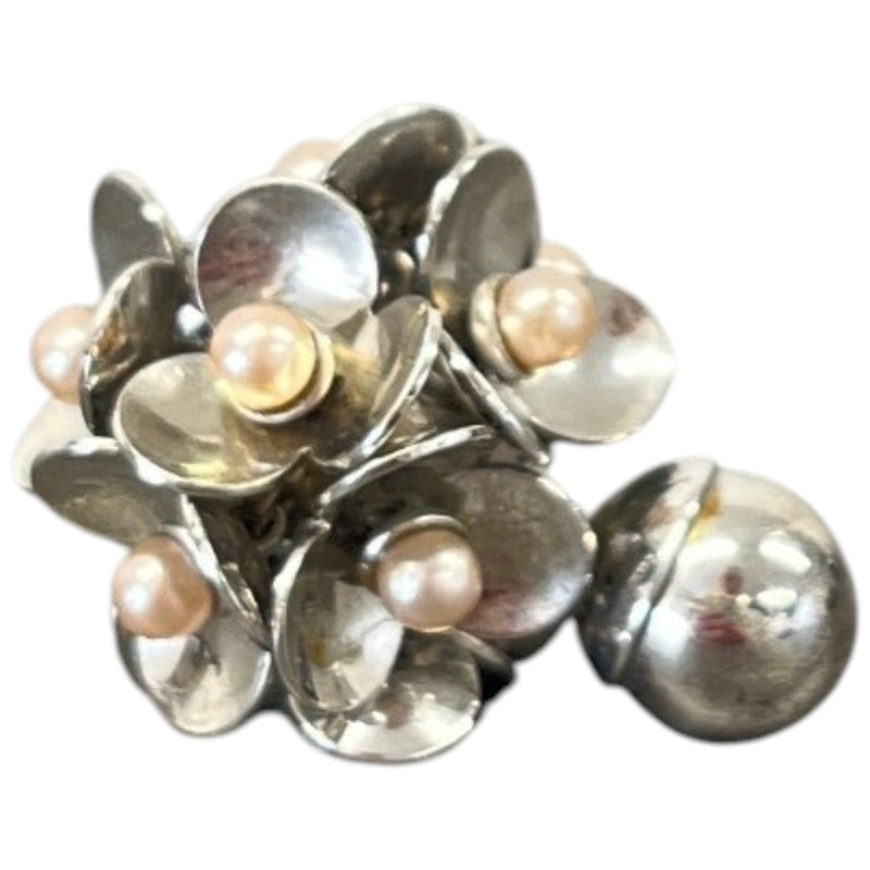 Women's Multi Tiered Floral Earrings Silver