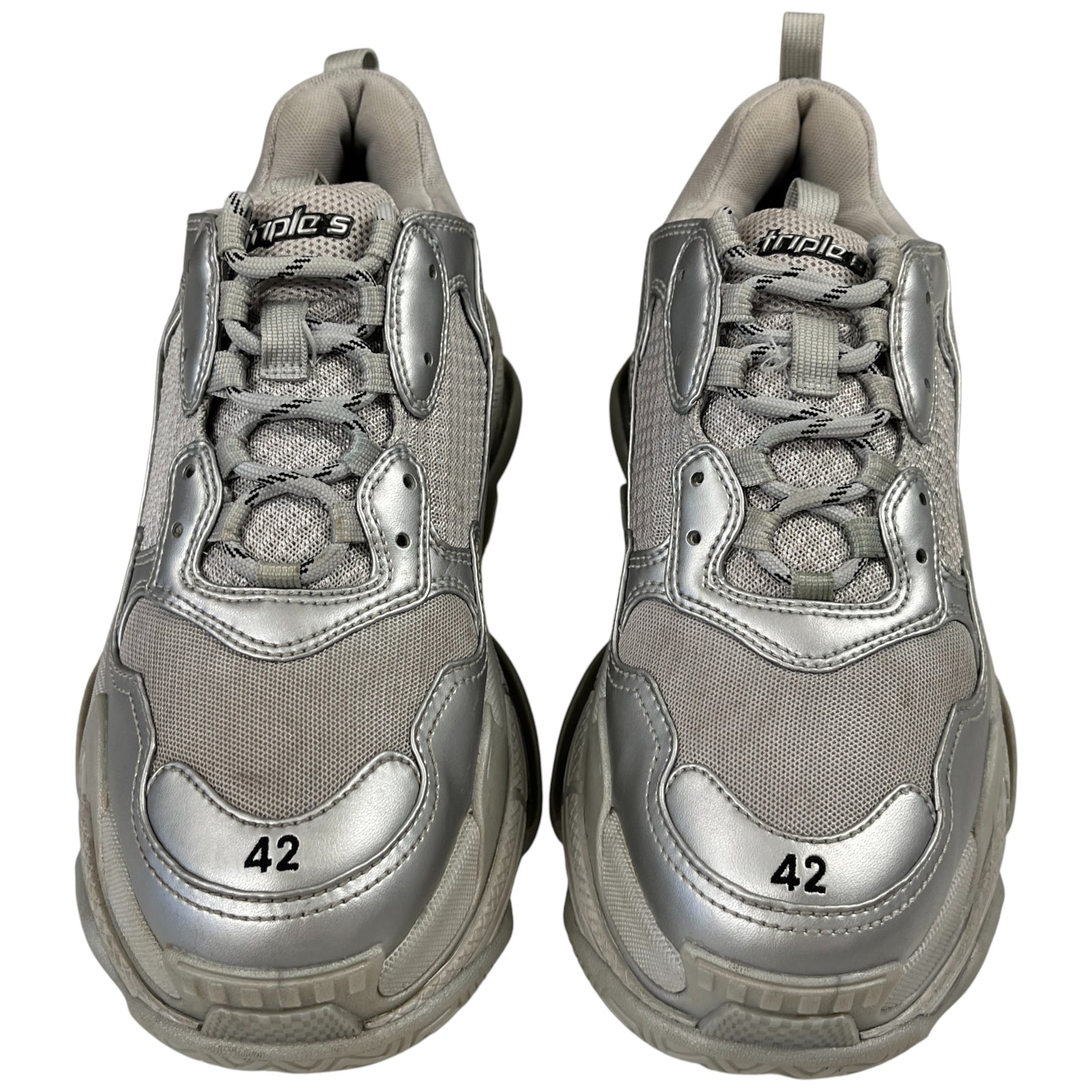 Men's Triple S Low Trainers Silver Size EU 42 / UK 8 - Photo 6
