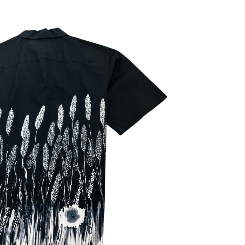 Men's Wheat Print Short Sleeve Shirt Black Size M