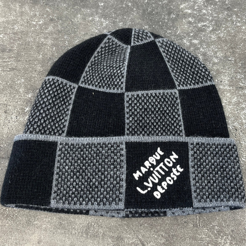Men's Damier Heritage Beanie Hat Black Size S