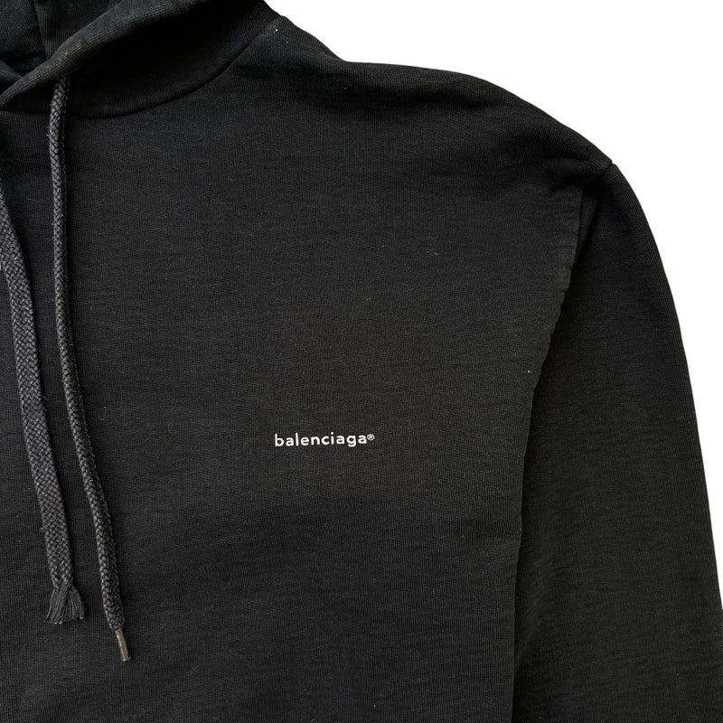 Men's Logo Print Hoodie Black Size M