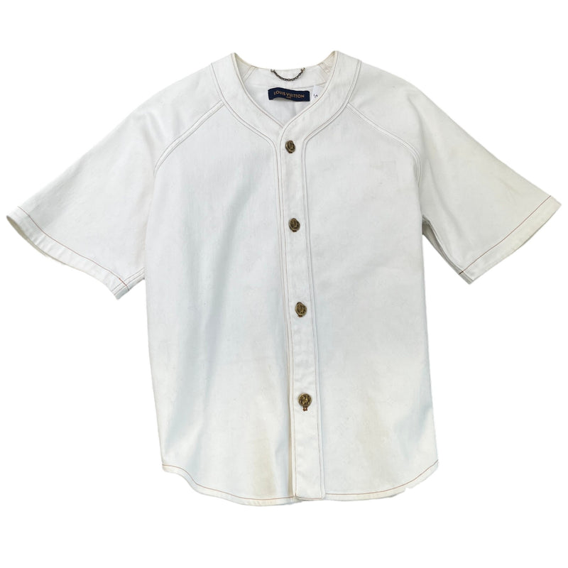Men's Button Up OverShirt White Size XL