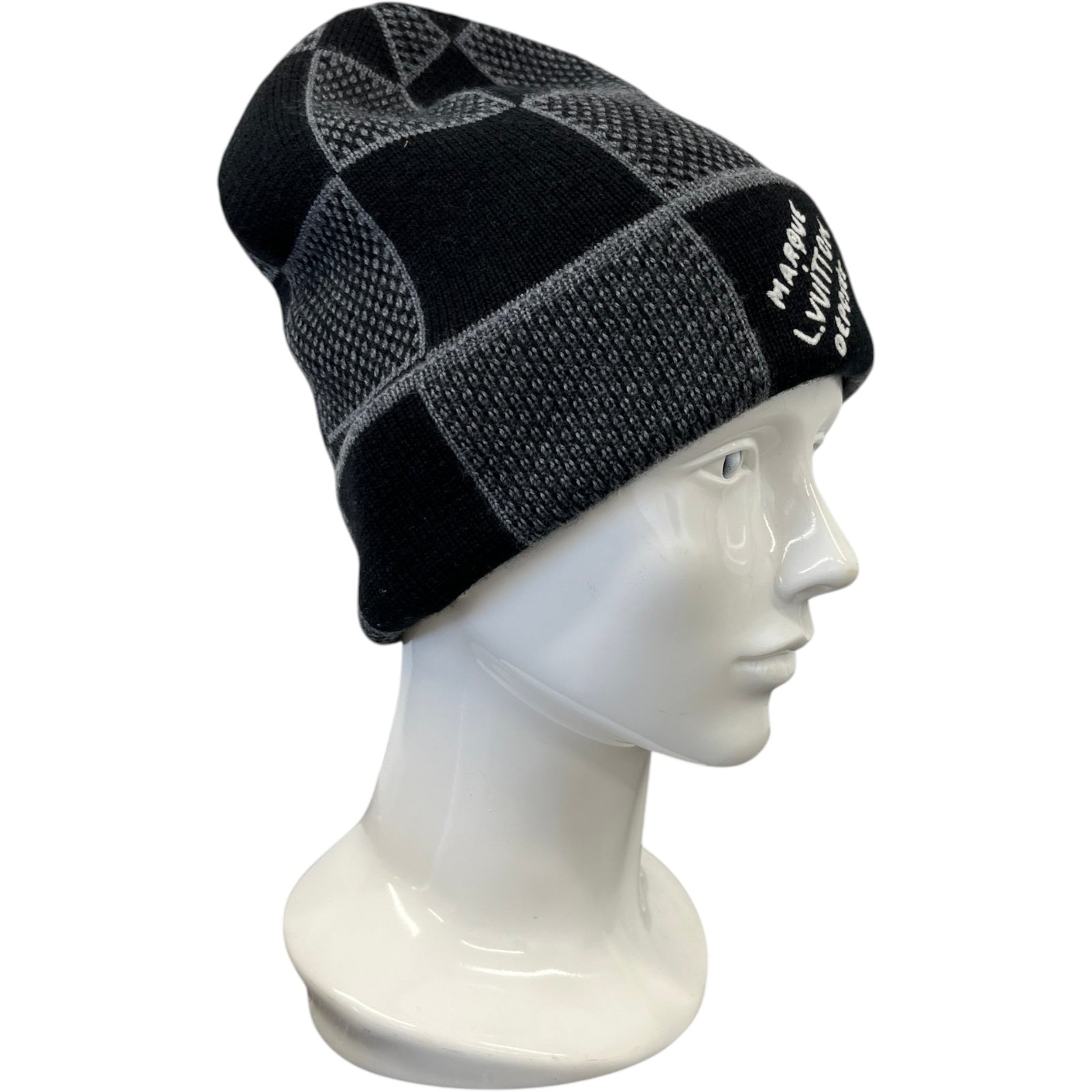 Men's Damier Heritage Beanie Hat Black Size S - Photo 3