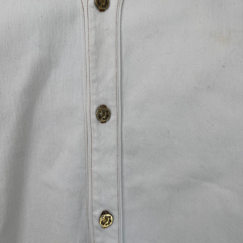 Men's Button Up OverShirt White Size XL