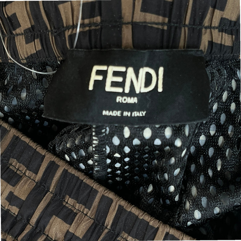 Men's FF Monogram Zucca Print Joggers Brown Size XS / W28