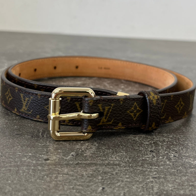 Women's Monogram Skinny Belt Brown Size 80CM / UK 8
