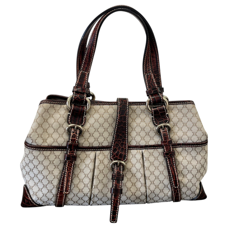Women's Crocodile-Trimmed Macadam Handle Bag Beige