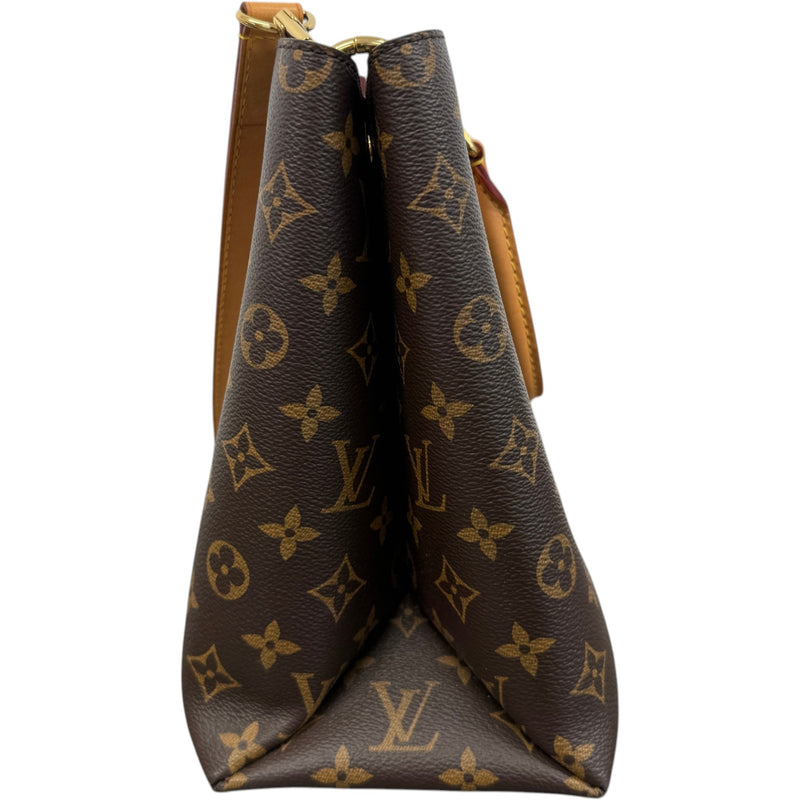Women's Monogram Flower Tote Handbag Brown