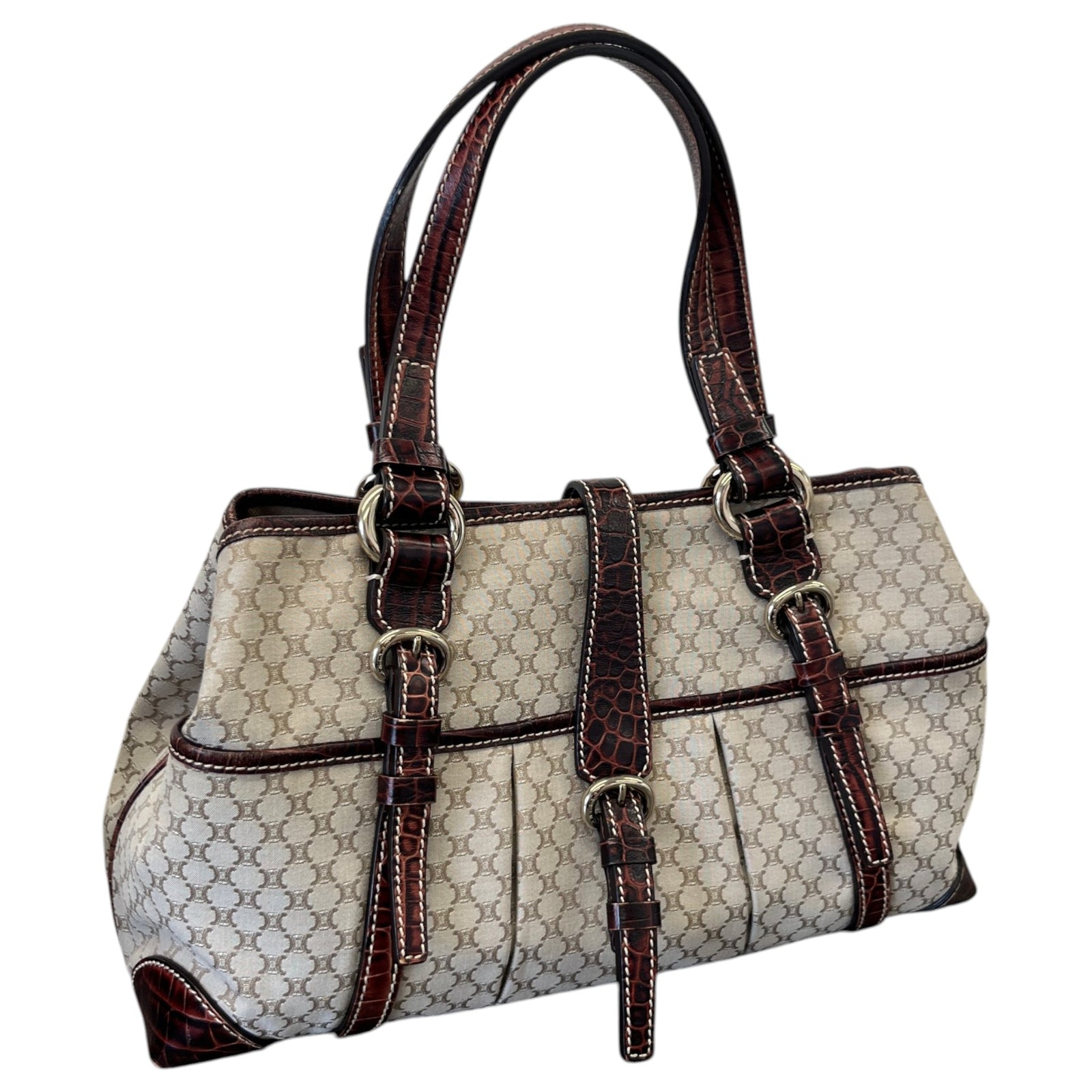 Women's Crocodile-Trimmed Macadam Handle Bag Beige - Photo 4