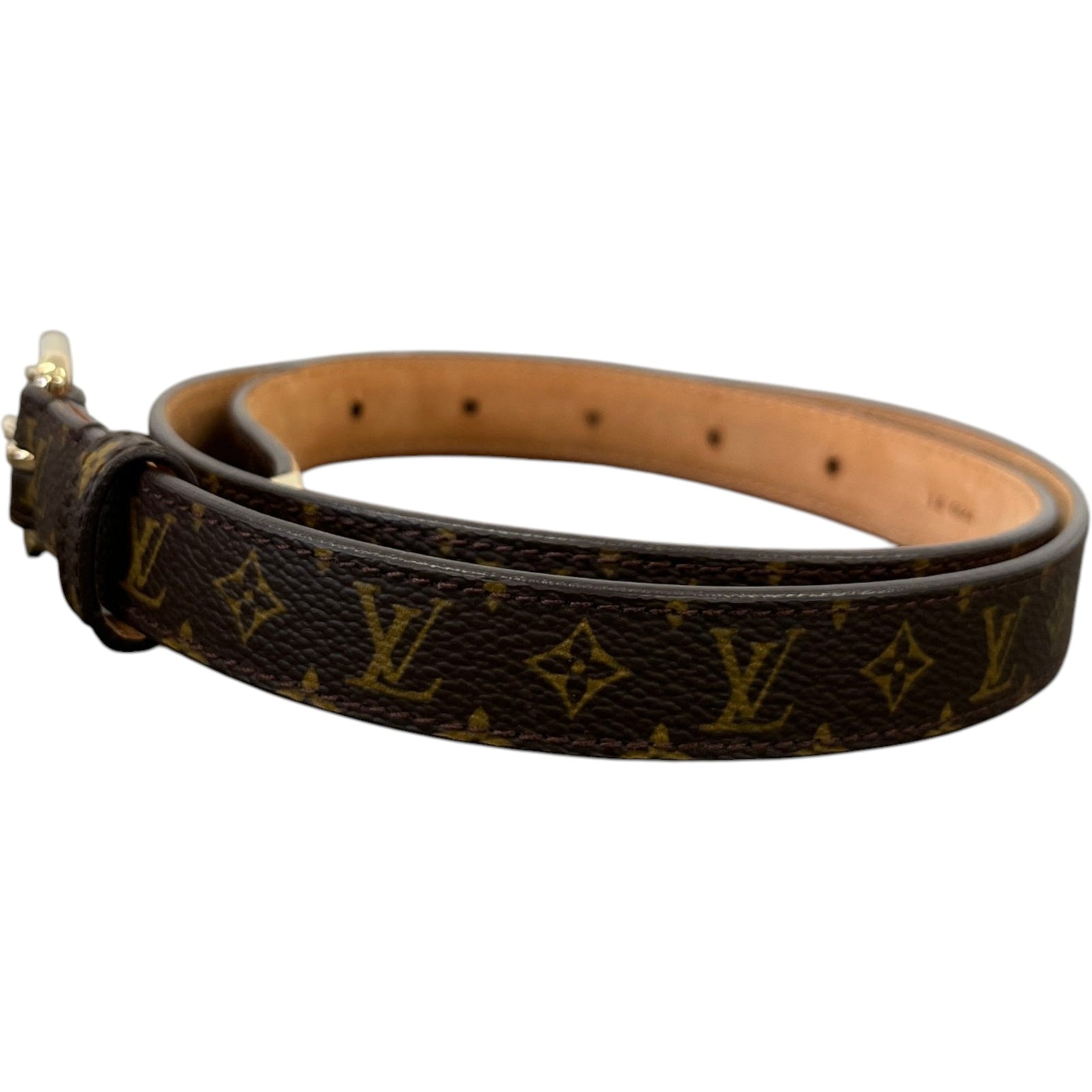 Women's Monogram Skinny Belt Brown Size 80CM / UK 8 - Photo 4