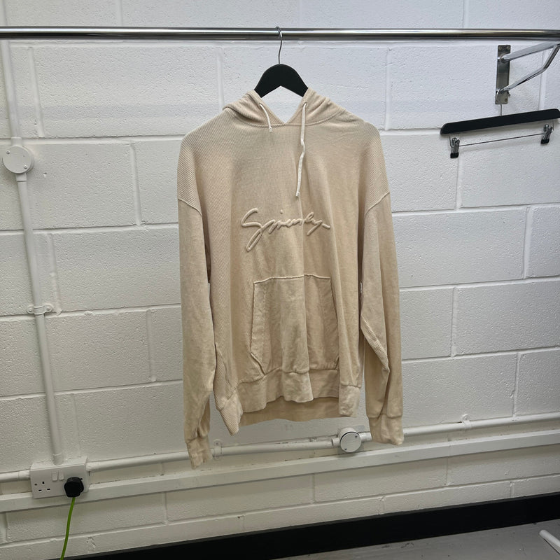 Men's Ribbed Logo Hoodie Cream Size M