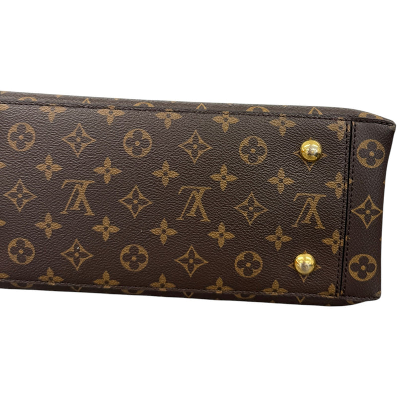 Women's Monogram Flower Tote Handbag Brown