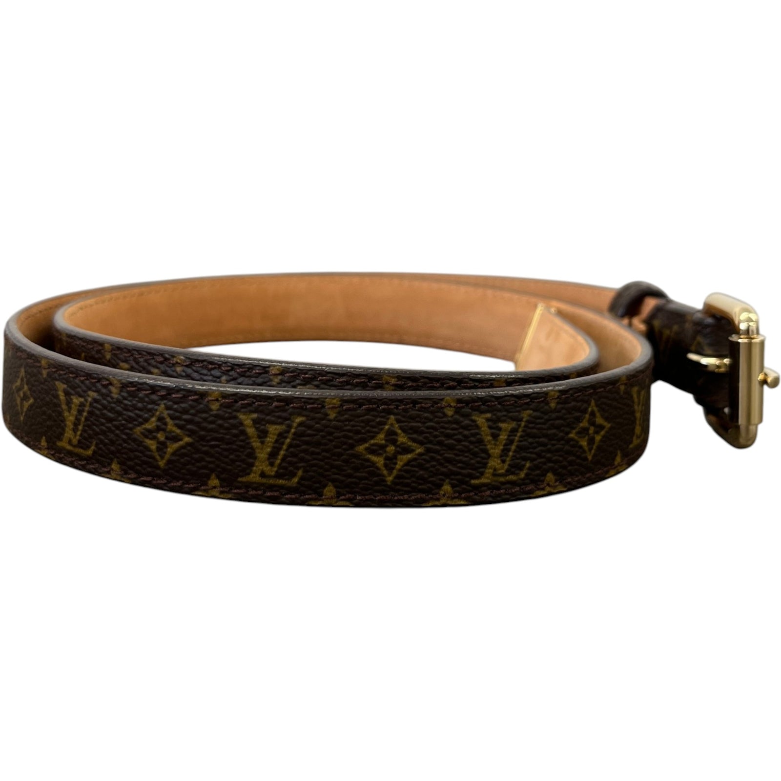 Women's Monogram Skinny Belt Brown Size 80CM / UK 8 - Photo 3
