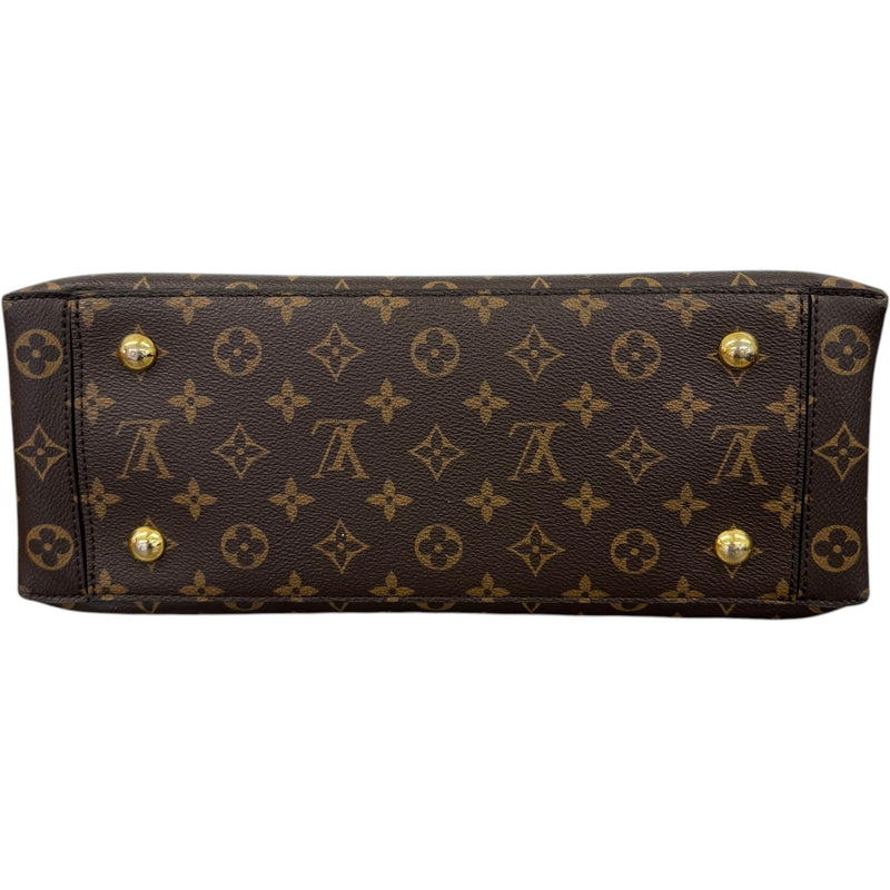 Women's Monogram Flower Tote Handbag Brown