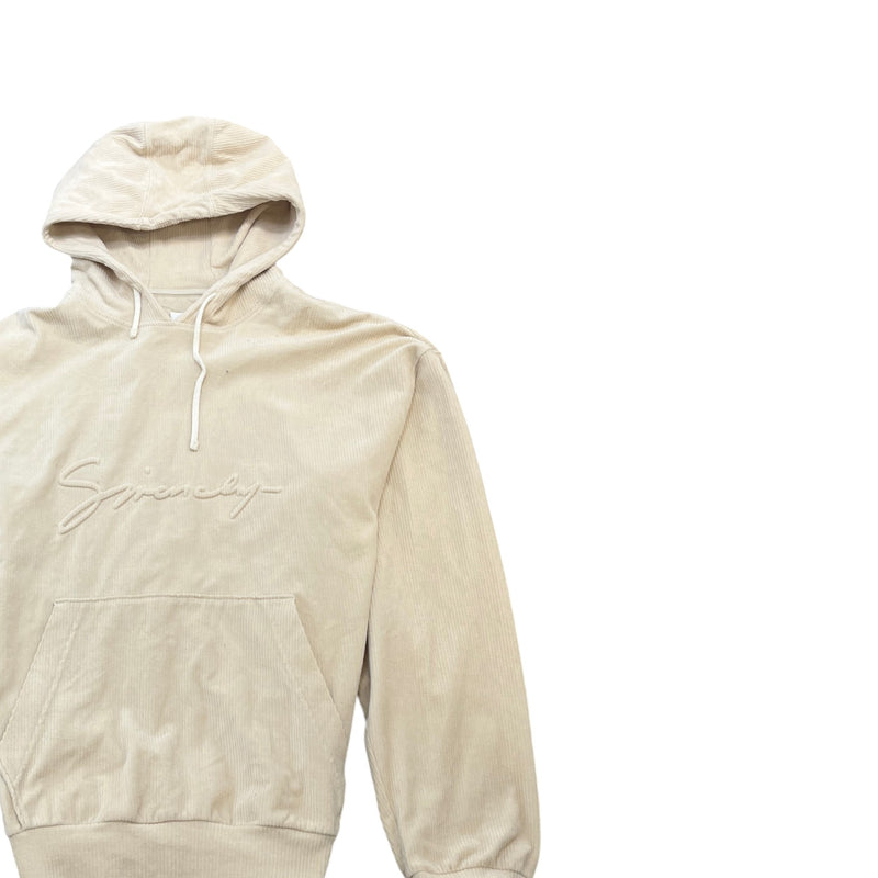 Men's Ribbed Logo Hoodie Cream Size M