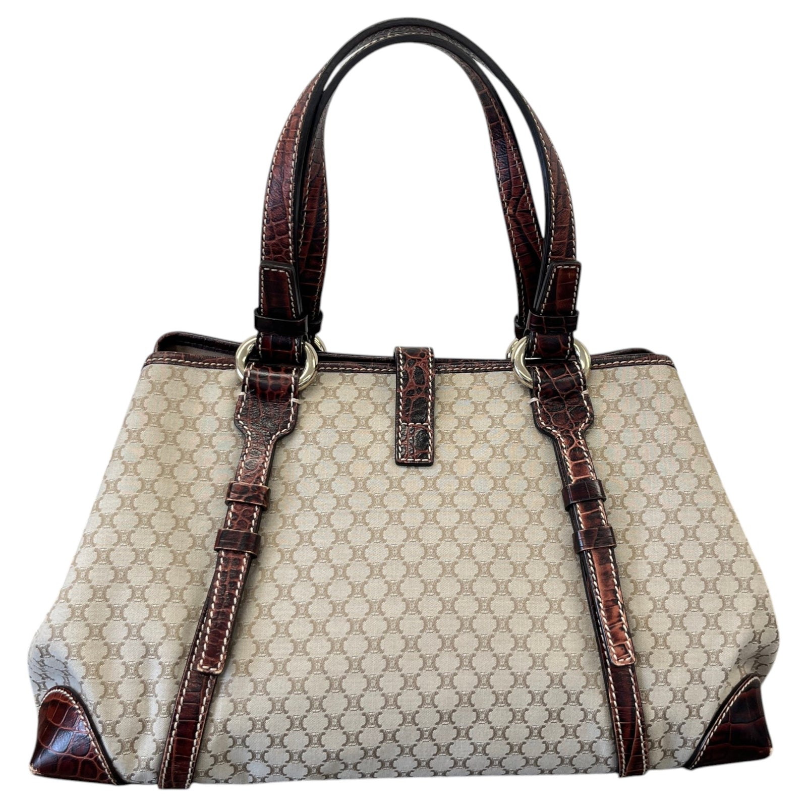 Women's Crocodile-Trimmed Macadam Handle Bag Beige - Photo 3