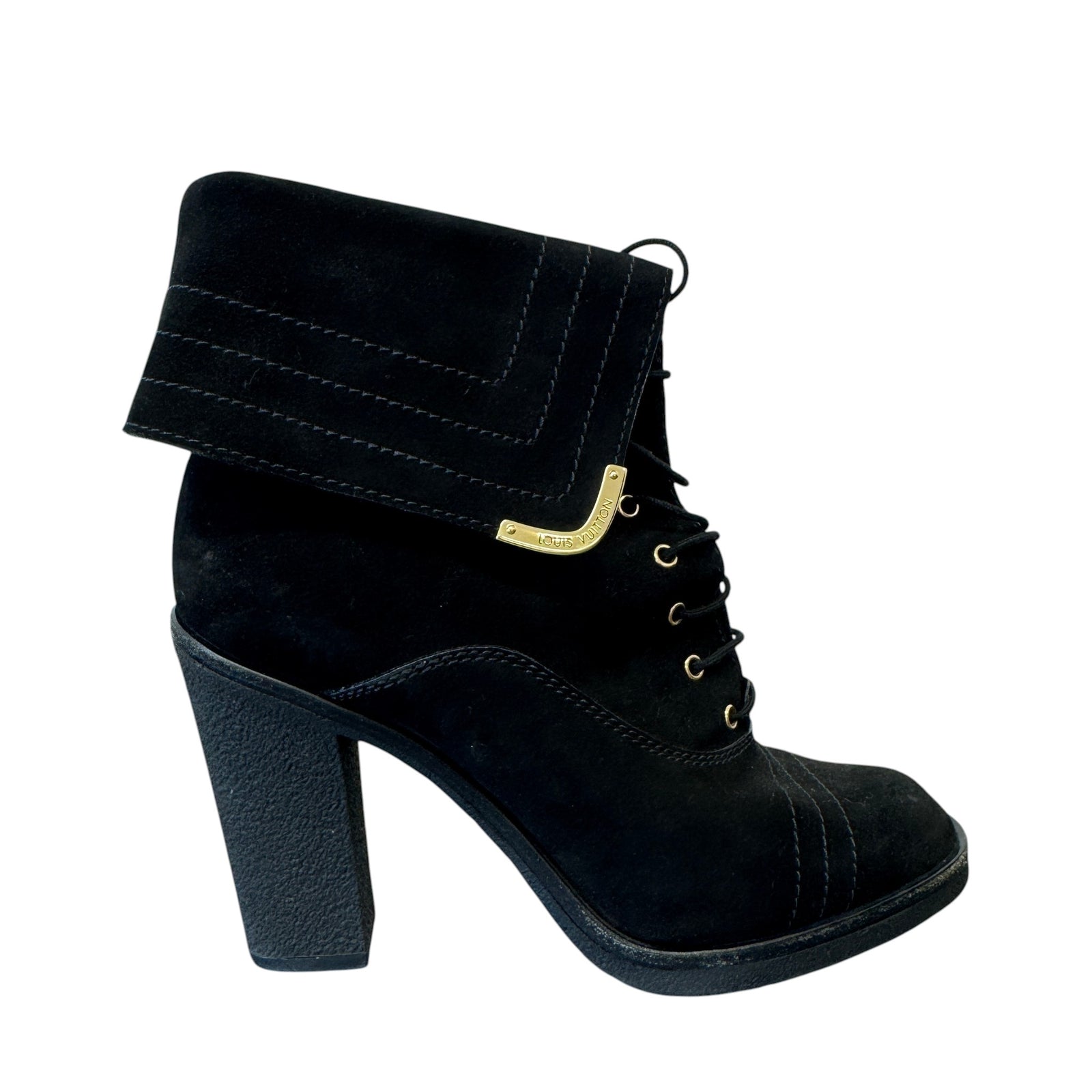 Women's Lace-Up Block Heels Black Size EU 38.5 / UK 5.5 - Photo 1