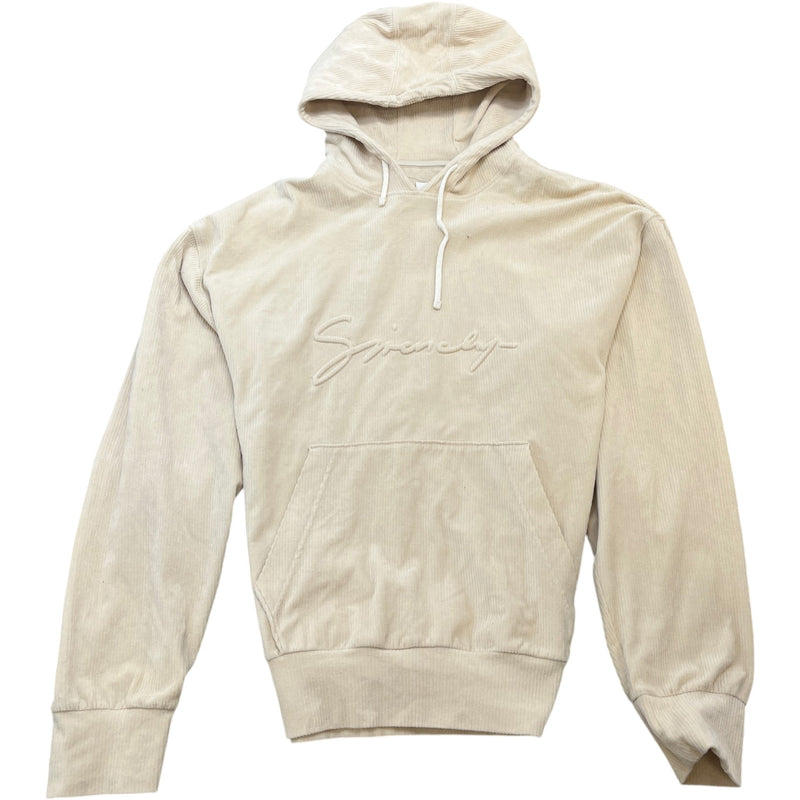 Men's Ribbed Logo Hoodie Cream Size M