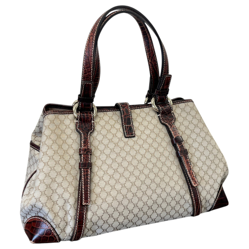 Women's Crocodile-Trimmed Macadam Handle Bag Beige
