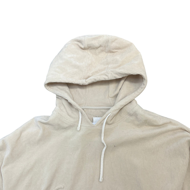 Men's Ribbed Logo Hoodie Cream Size M