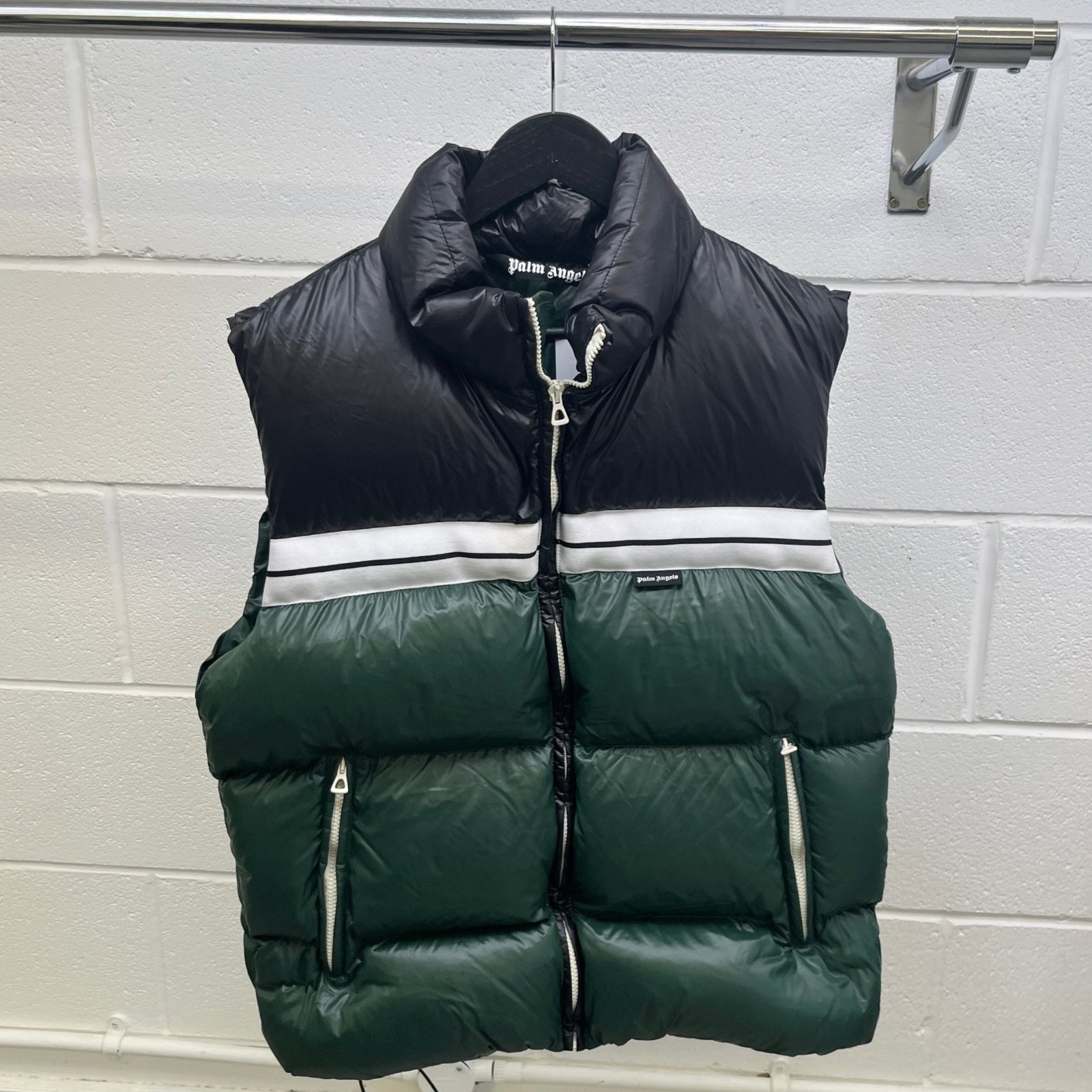 Men's Classic Track Puffed Vest Gilet Green Size M - Photo 9