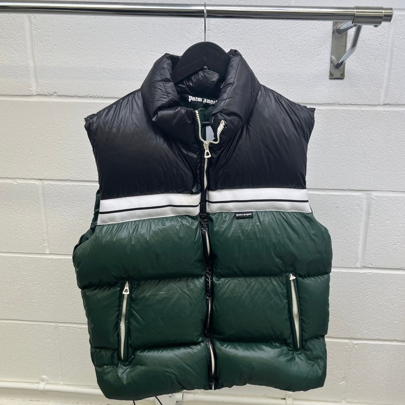 Men's Classic Track Puffed Vest Gilet Green Size M