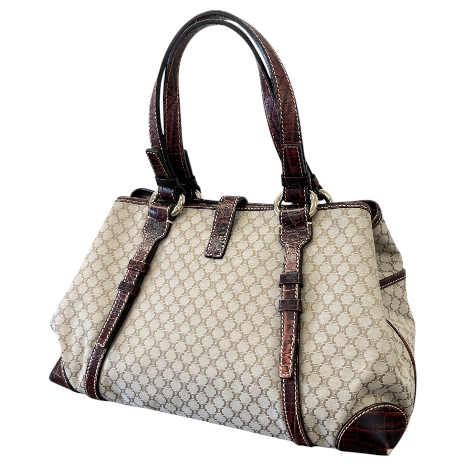 Women's Crocodile-Trimmed Macadam Handle Bag Beige - Photo 10