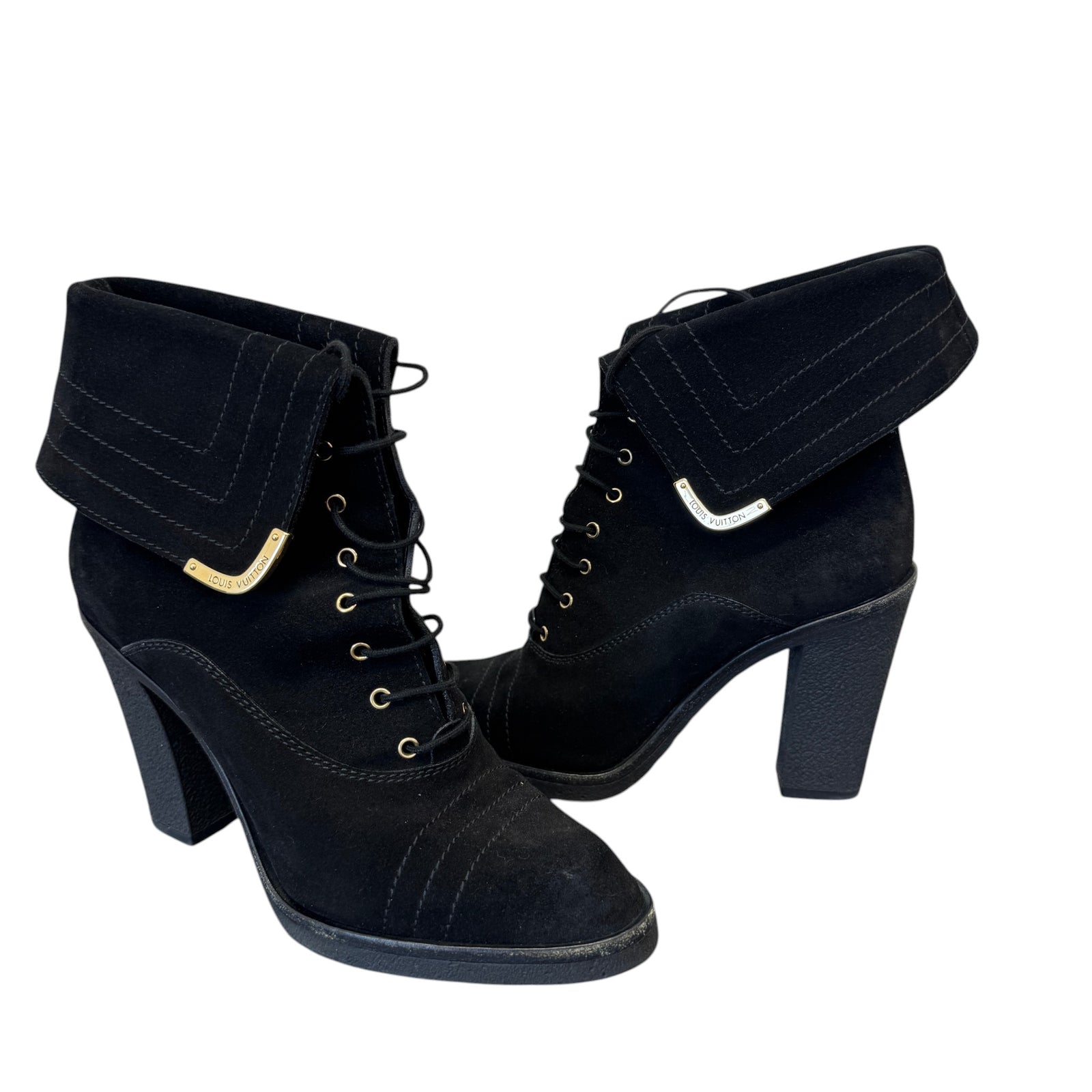 Women's Lace-Up Block Heels Black Size EU 38.5 / UK 5.5 - Photo 3