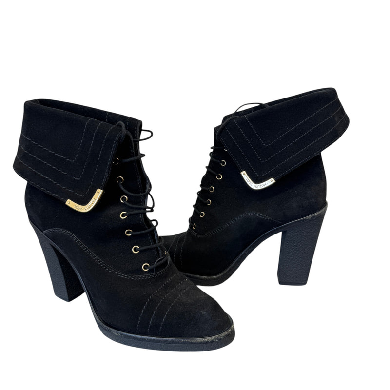 Women's Lace-Up Block Heels Black Size EU 38.5 / UK 5.5