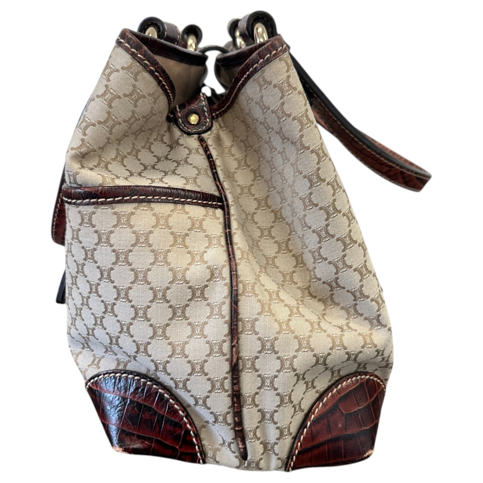 Women's Crocodile-Trimmed Macadam Handle Bag Beige - Photo 7