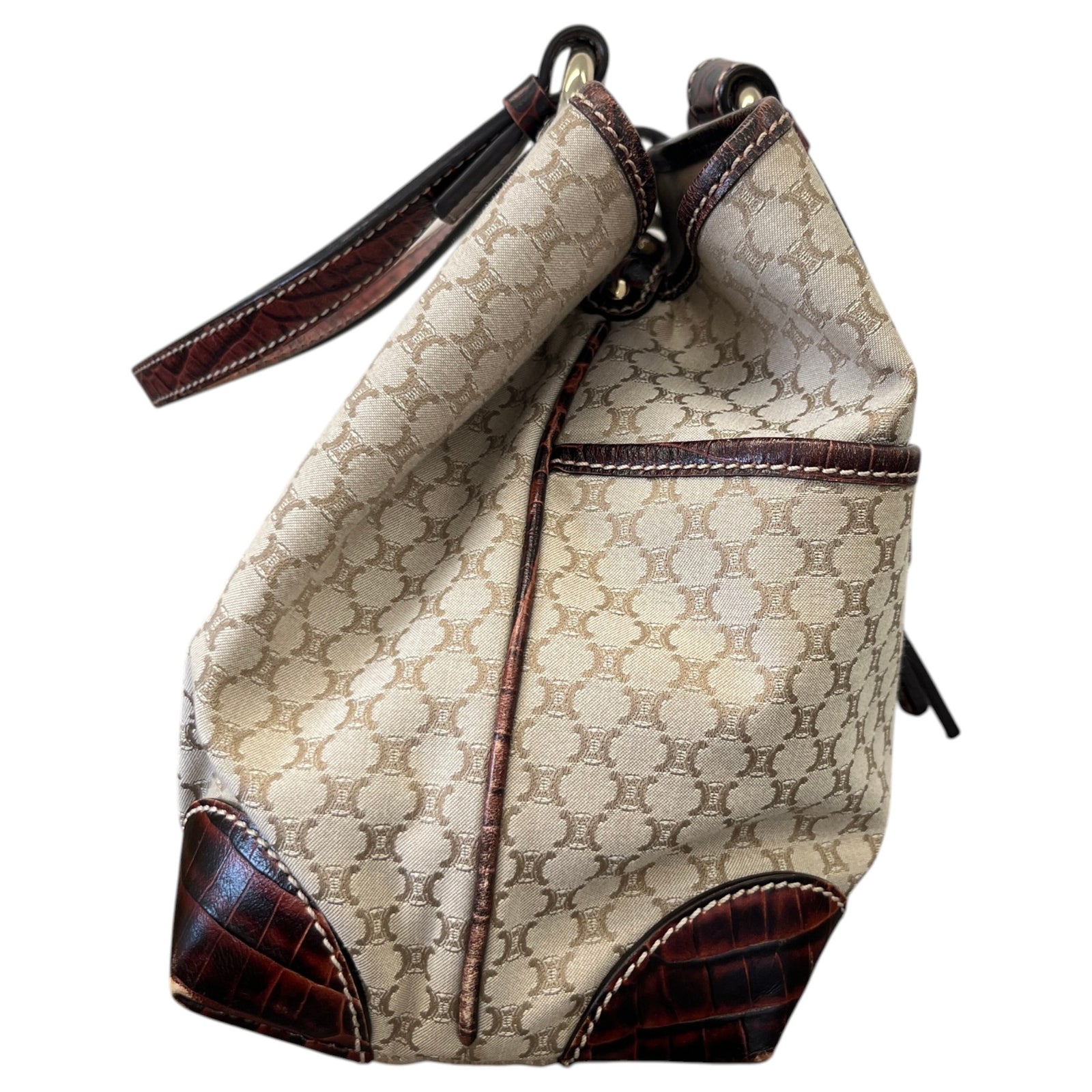 Women's Crocodile-Trimmed Macadam Handle Bag Beige - Photo 6