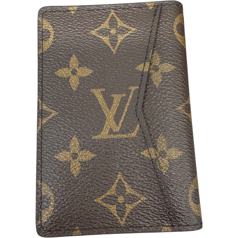 Men's Monogram Pocket Organizer Card Holder Brown