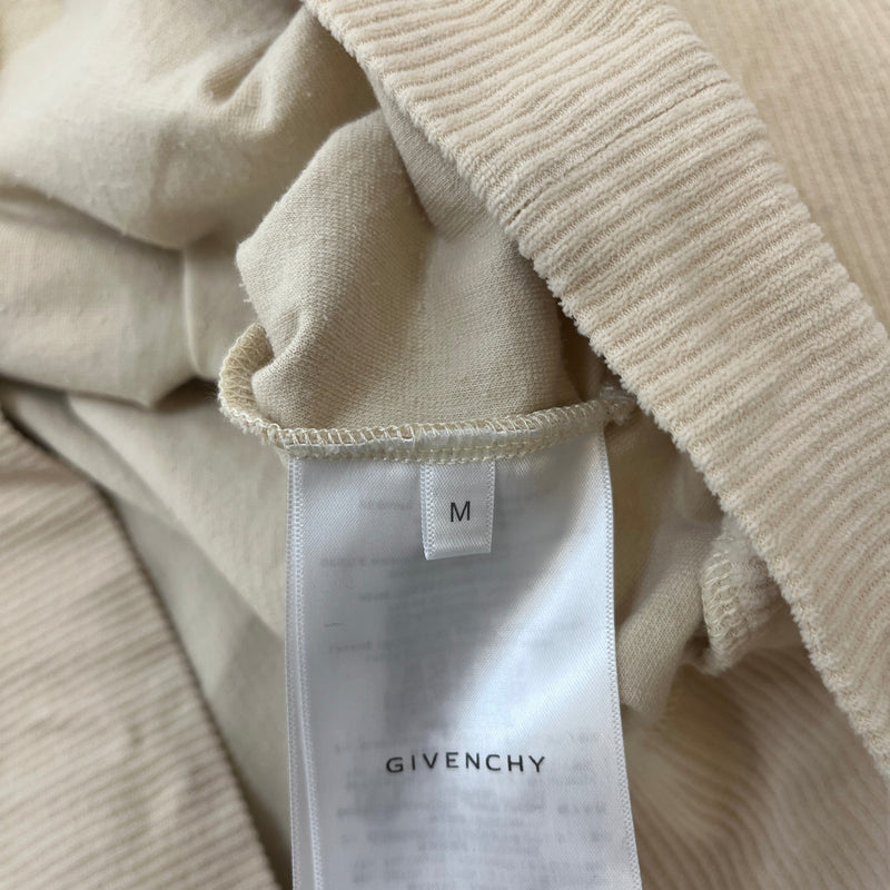 Men's Ribbed Logo Hoodie Cream Size M