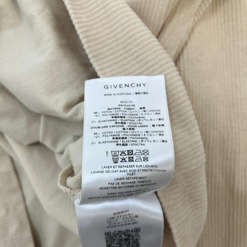 Men's Ribbed Logo Hoodie Cream Size M