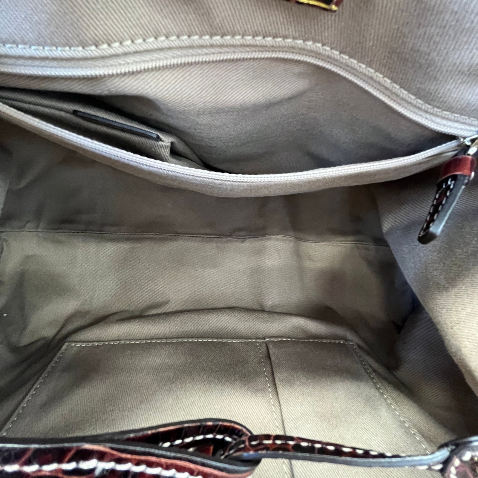 Women's Crocodile-Trimmed Macadam Handle Bag Beige - Photo 13