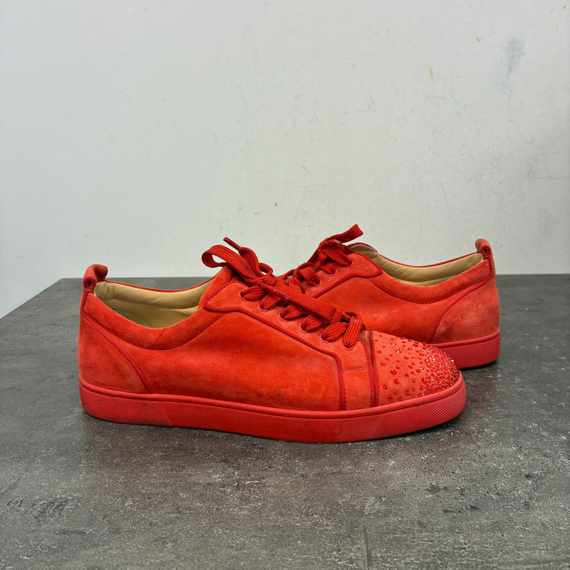 Men's Suede Junior Strass Low Trainers Red Size UK 11 / EU 45
