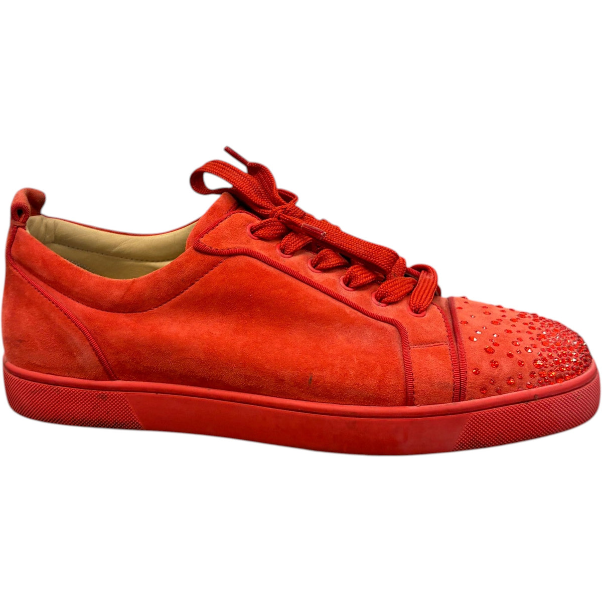 Men's Suede Junior Strass Low Trainers Red Size UK 11 / EU 45 - Photo 1
