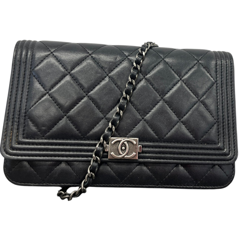 Women's CC Boy Wallet On Chain Crossbody Bag Black