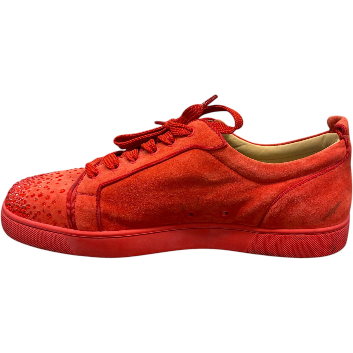 Men's Suede Junior Strass Low Trainers Red Size UK 11 / EU 45 - Photo 3