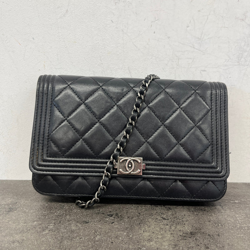 Women's CC Boy Wallet On Chain Crossbody Bag Black