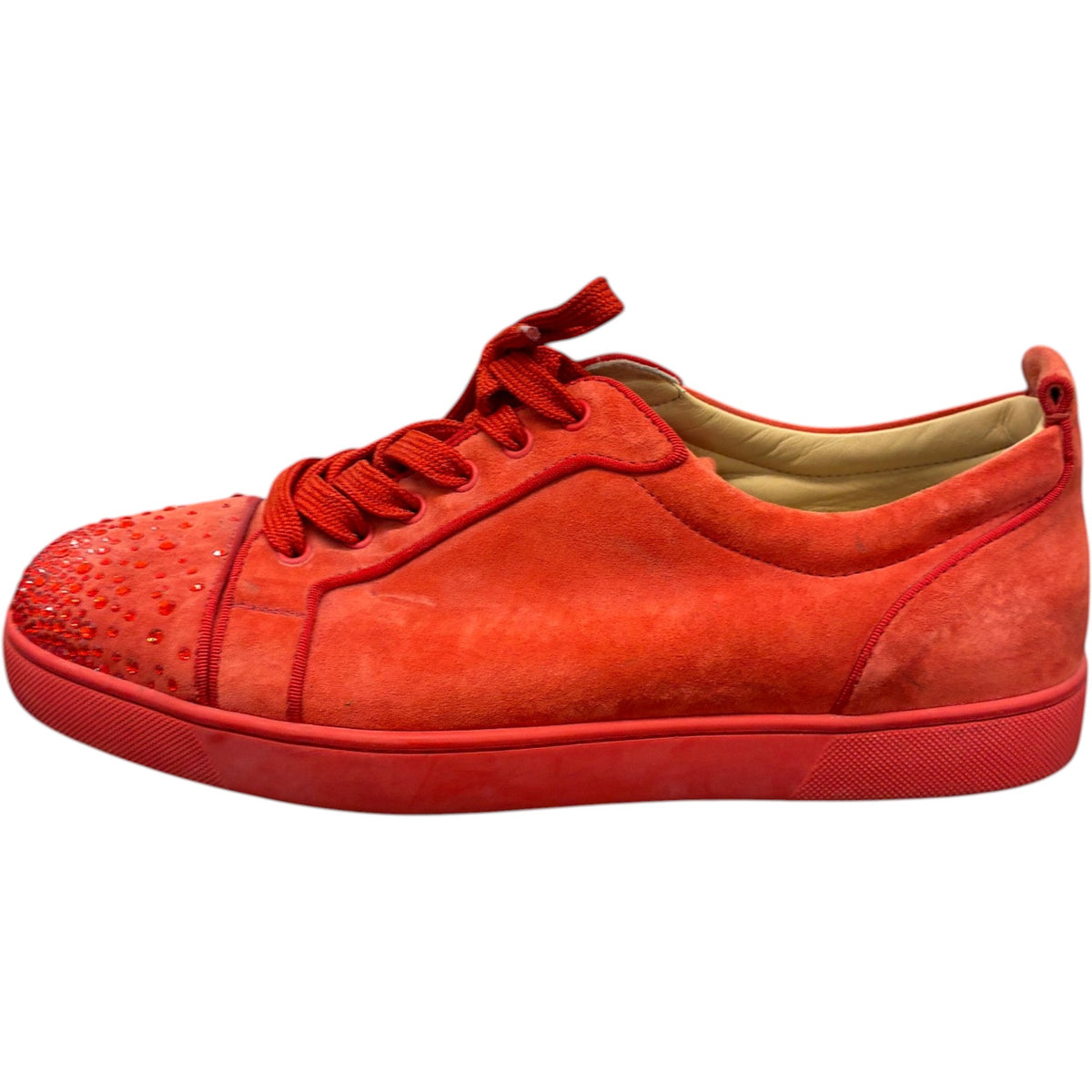 Men's Suede Junior Strass Low Trainers Red Size UK 11 / EU 45 - Photo 5