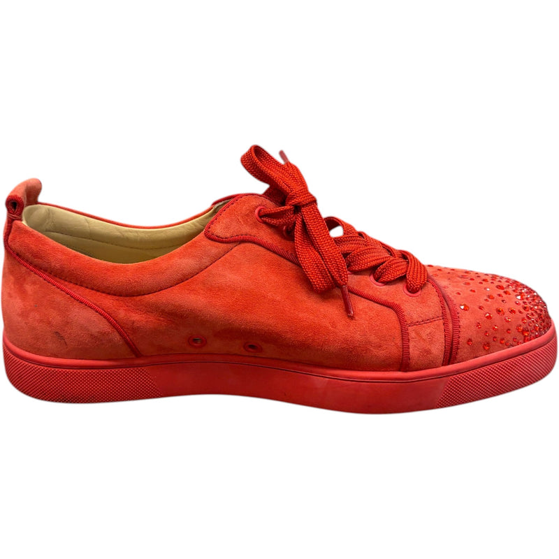 Men's Suede Junior Strass Low Trainers Red Size UK 11 / EU 45