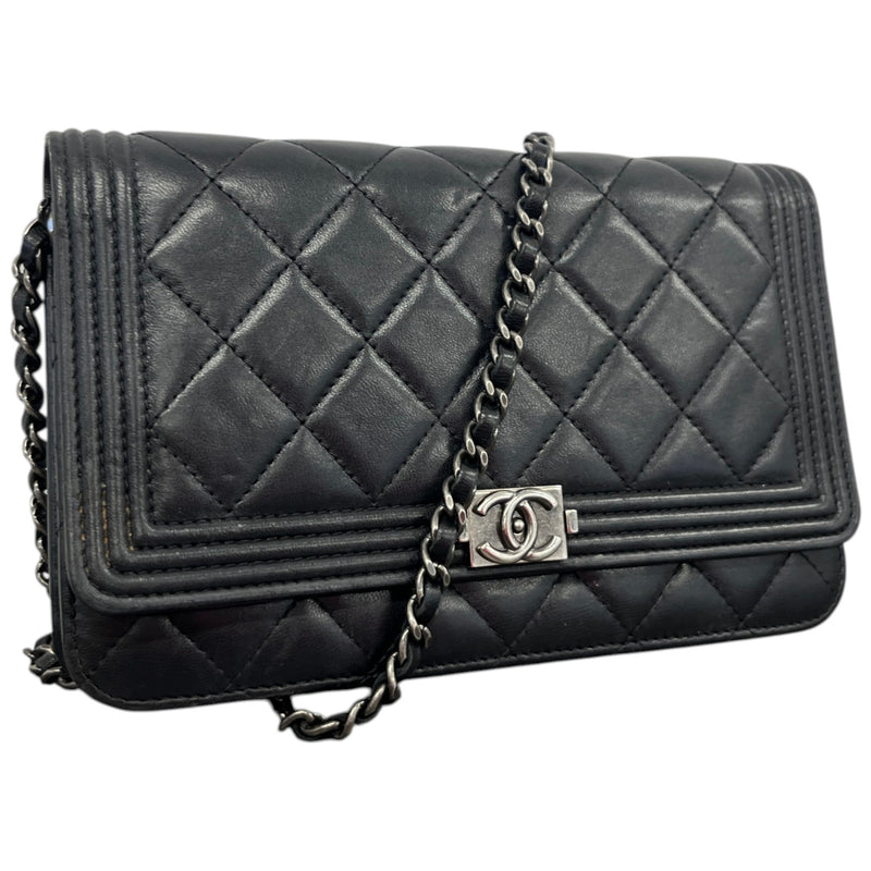 Women's CC Boy Wallet On Chain Crossbody Bag Black