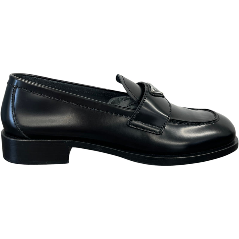 Women's Plaque Logo Loafers Black Size EU 40 / UK 7