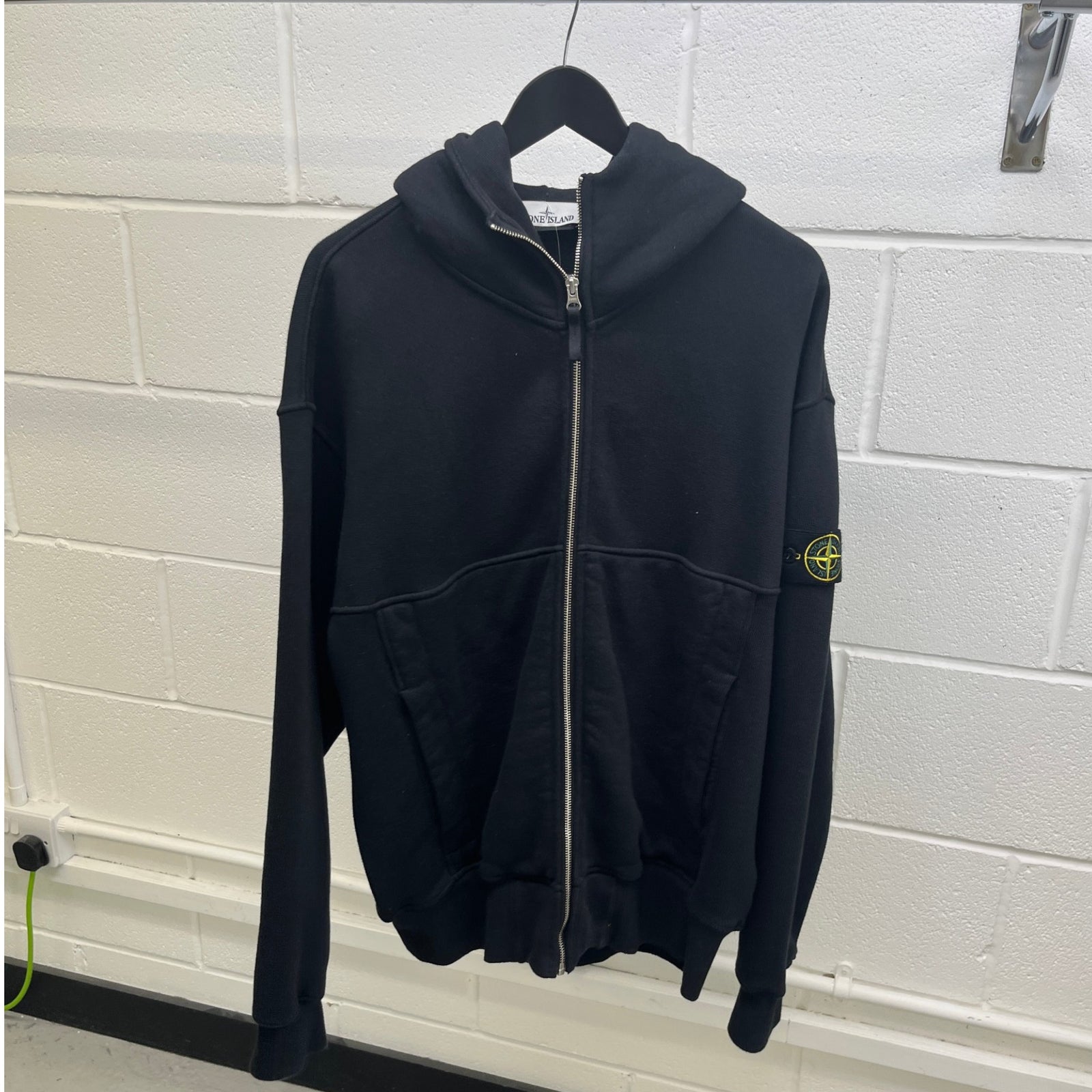 Men's Applique Logo Zip Up Hoodie Black Size XL - Photo 8