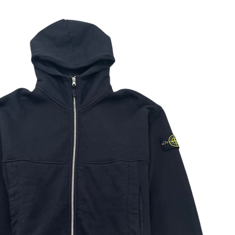 Men's Applique Logo Zip Up Hoodie Black Size XL