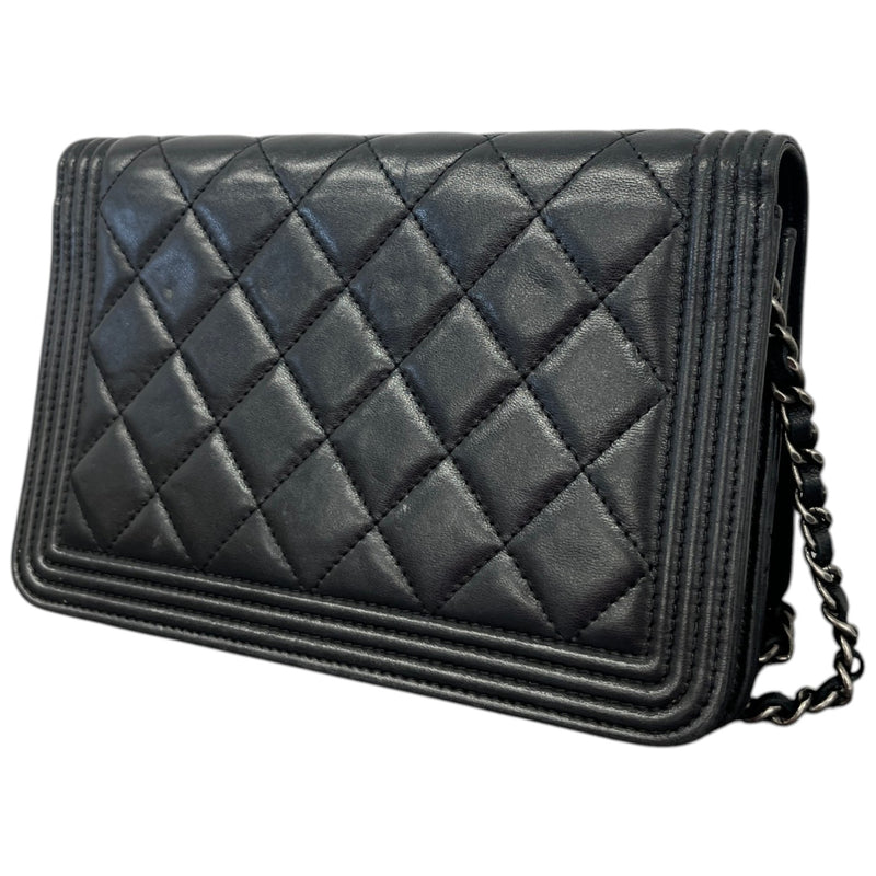 Women's CC Boy Wallet On Chain Crossbody Bag Black