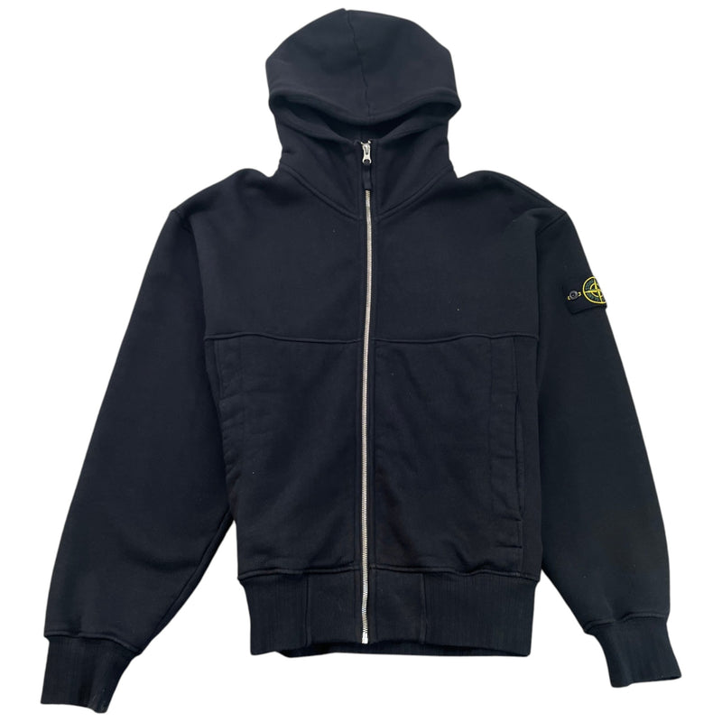 Men's Applique Logo Zip Up Hoodie Black Size XL